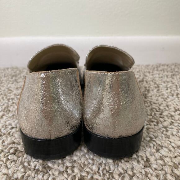 Dolce Vita Beny Flats Size 7.5 Silver Distressed Leather Loafer Preppy Old Money - Picture 11 of 16